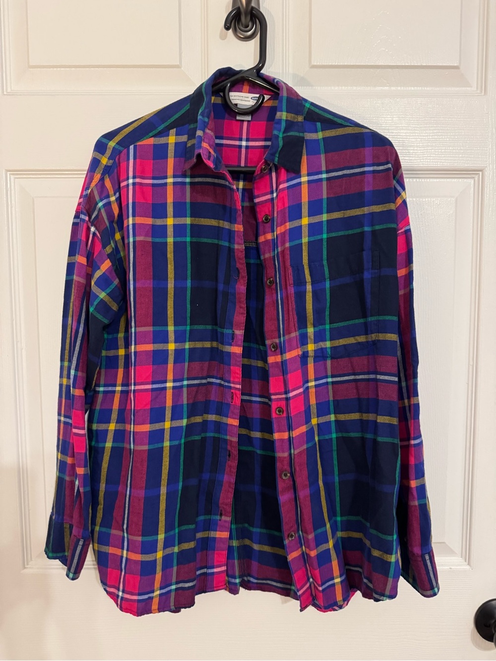 Old Navy Multicolor Plaid Button-Down Shirt - Navy, Pink, Green